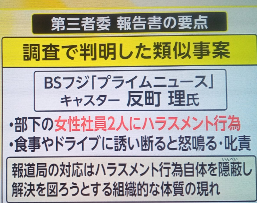 中居正広　フジテレビ会見　問題　反町理　キャスター　プライムニュース　経歴　パワーハラスメント　内容　まとめ　何した